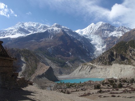 View over the lake in Manang