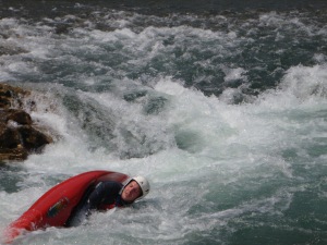 Falling after some rapids.